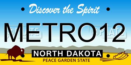 METRO12 North Dakota License Plate