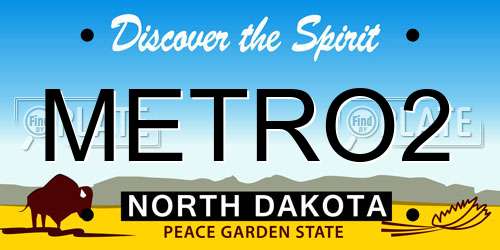 METRO2 North Dakota License Plate