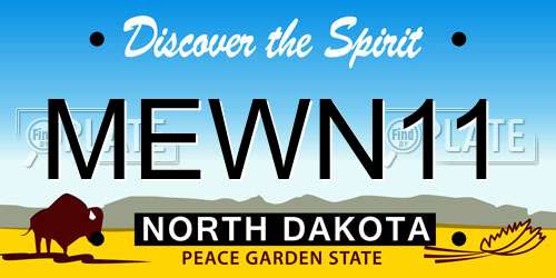 MEWN11 North Dakota License Plate