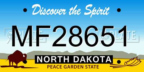 MF28651 North Dakota License Plate