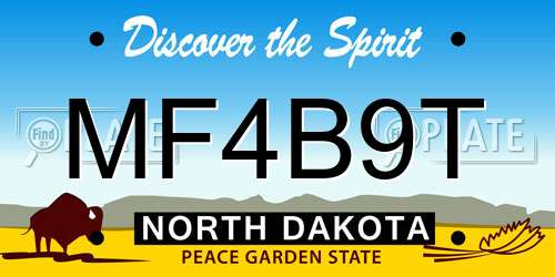 MF4B9T North Dakota License Plate