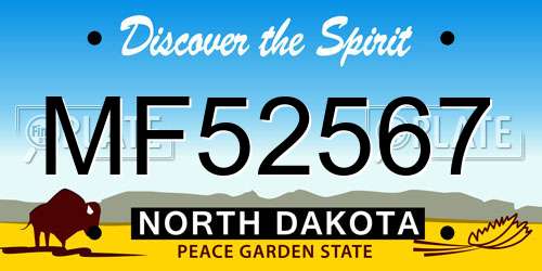 MF52567 North Dakota License Plate