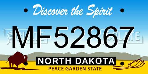 MF52867 North Dakota License Plate