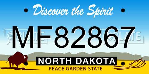 MF82867 North Dakota License Plate