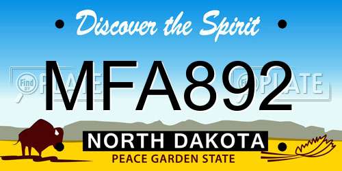 MFA892 North Dakota License Plate
