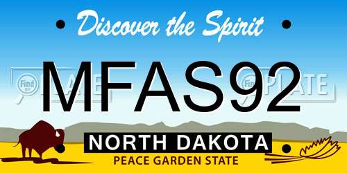 MFAS92 North Dakota License Plate