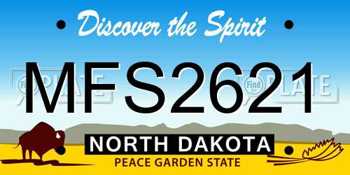 MFS2621 North Dakota License Plate