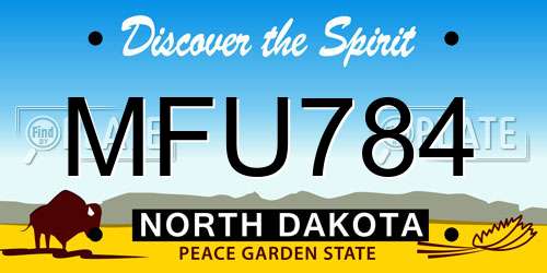 MFU784 North Dakota License Plate