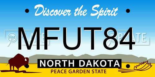 MFUT84 North Dakota License Plate