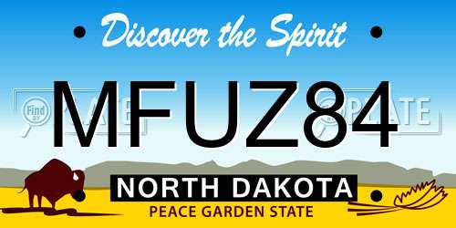MFUZ84 North Dakota License Plate