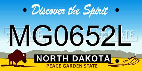 MG0652L North Dakota License Plate