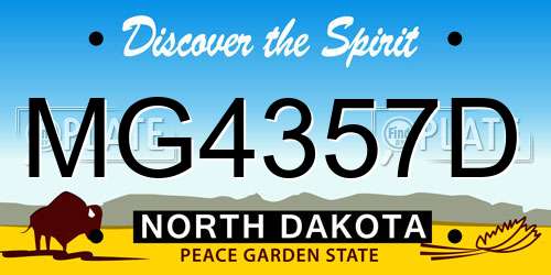 MG4357D North Dakota License Plate