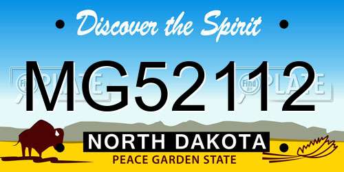 MG52112 North Dakota License Plate