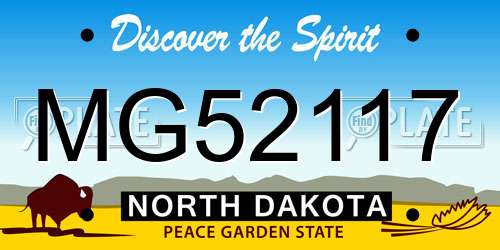 MG52117 North Dakota License Plate