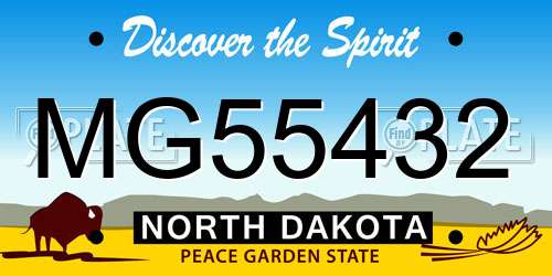 MG55432 North Dakota License Plate