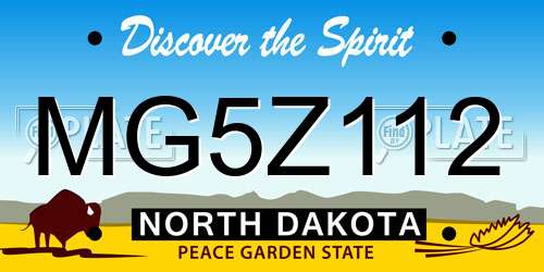 MG5Z112 North Dakota License Plate