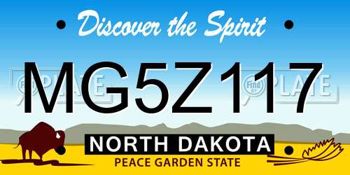MG5Z117 North Dakota License Plate