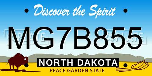 MG7B855 North Dakota License Plate