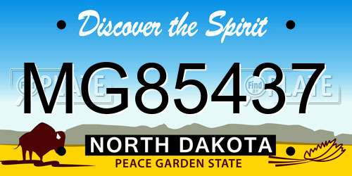 MG85437 North Dakota License Plate