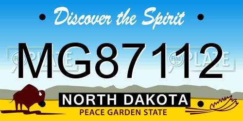 MG87112 North Dakota License Plate