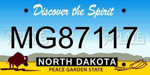 MG87117 North Dakota License Plate