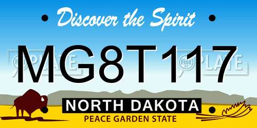 MG8T117 North Dakota License Plate