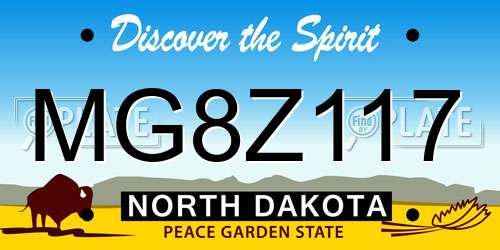 MG8Z117 North Dakota License Plate