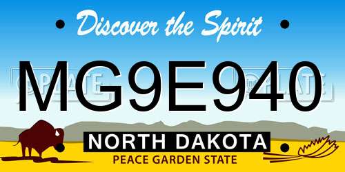 MG9E940 North Dakota License Plate