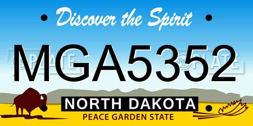 MGA5352 North Dakota License Plate