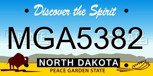 MGA5382 North Dakota License Plate