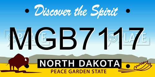 MGB7117 North Dakota License Plate