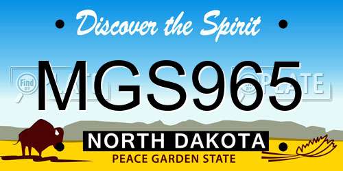 MGS965 North Dakota License Plate