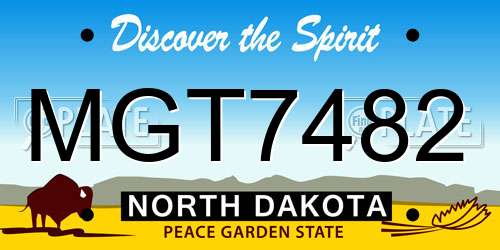 MGT7482 North Dakota License Plate