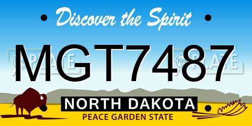 MGT7487 North Dakota License Plate