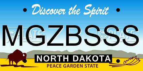 MGZBSSS North Dakota License Plate