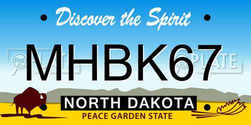 MHBK67 North Dakota License Plate
