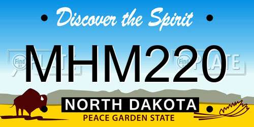 MHM220 North Dakota License Plate