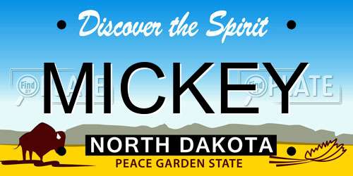 MICKEY North Dakota License Plate