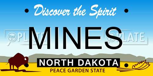 MINES North Dakota License Plate