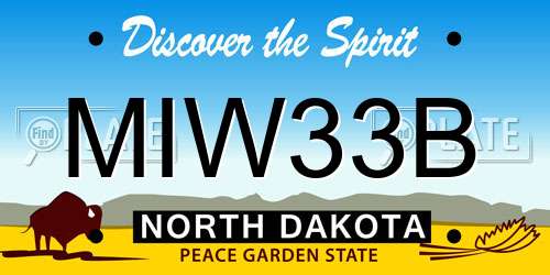 MIW33B North Dakota License Plate