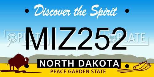MIZ252 North Dakota License Plate