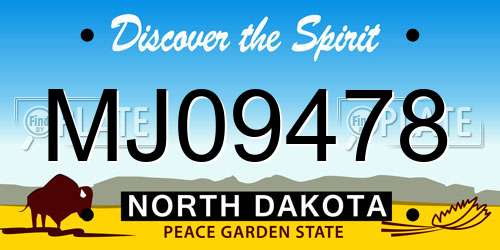 MJ09478 North Dakota License Plate