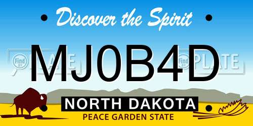 MJ0B4D North Dakota License Plate