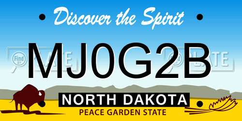 MJ0G2B North Dakota License Plate