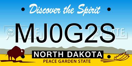 MJ0G2S North Dakota License Plate