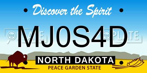 MJ0S4D North Dakota License Plate