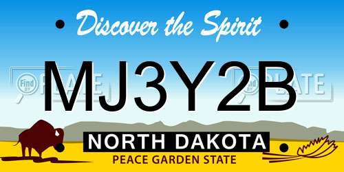 MJ3Y2B North Dakota License Plate