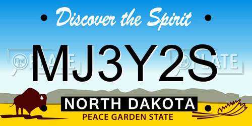 MJ3Y2S North Dakota License Plate