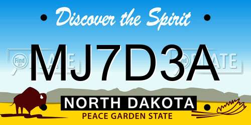 MJ7D3A North Dakota License Plate