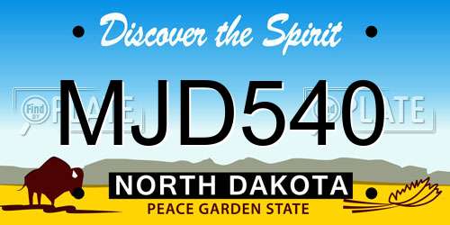 MJD540 North Dakota License Plate